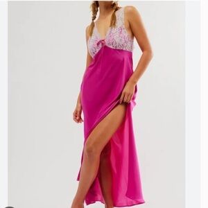 {NWOT} $118 FREE PEOPLE Countryside Maxi Slip - Magenta